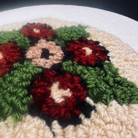 VTG Doll House Rug Handmade Hooked Circular 7” 1920's - 1930's 20s 30s - Picture 16 of 16